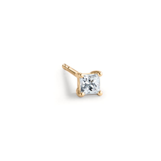 Single stud earring Silver Zirconia Carree Yellow Gold plated Ø3 mm