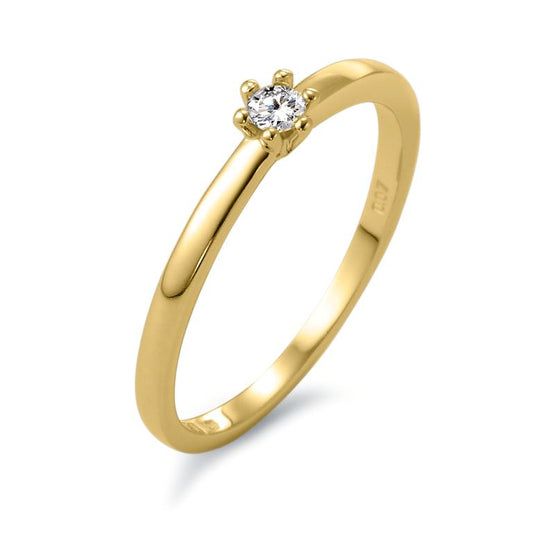 Solitaire ring 18k Yellow Gold Diamond White, 0.07 ct, brilliant, w-si