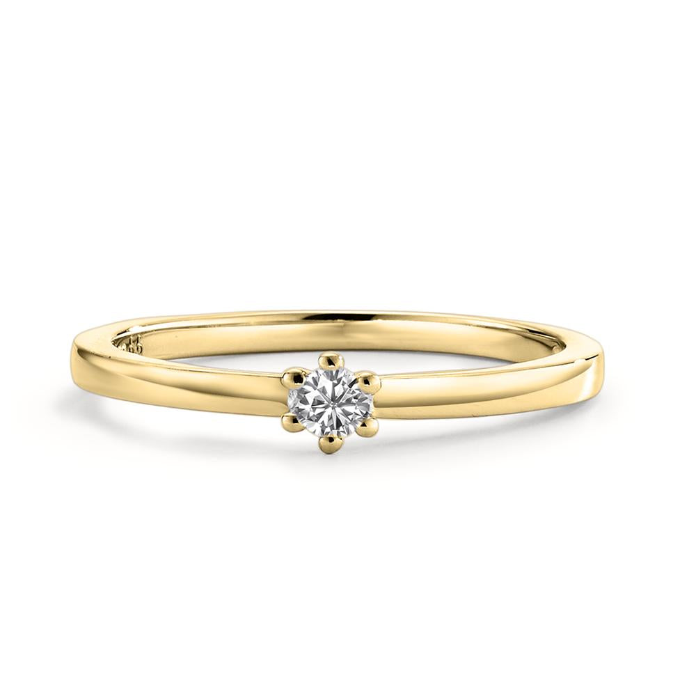 Solitaire ring 18k Yellow Gold Diamond White, 0.07 ct, brilliant, w-si