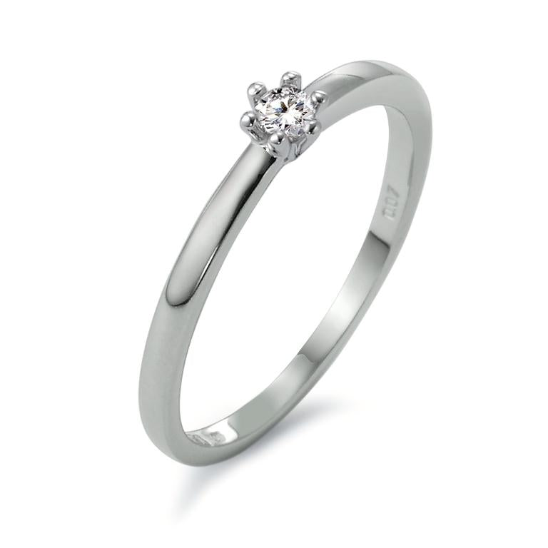 Solitaire ring Platinum 950 Diamond White, 0.07 ct, brilliant, w-si