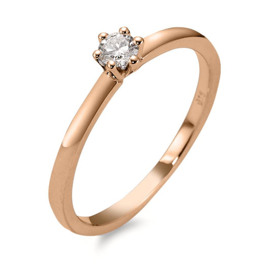 Solitaire ring 18k Red Gold Diamond 0.15 ct, w-si