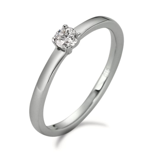 Solitaire ring Platinum 950 Diamond White, 0.15 ct, brilliant, w-si