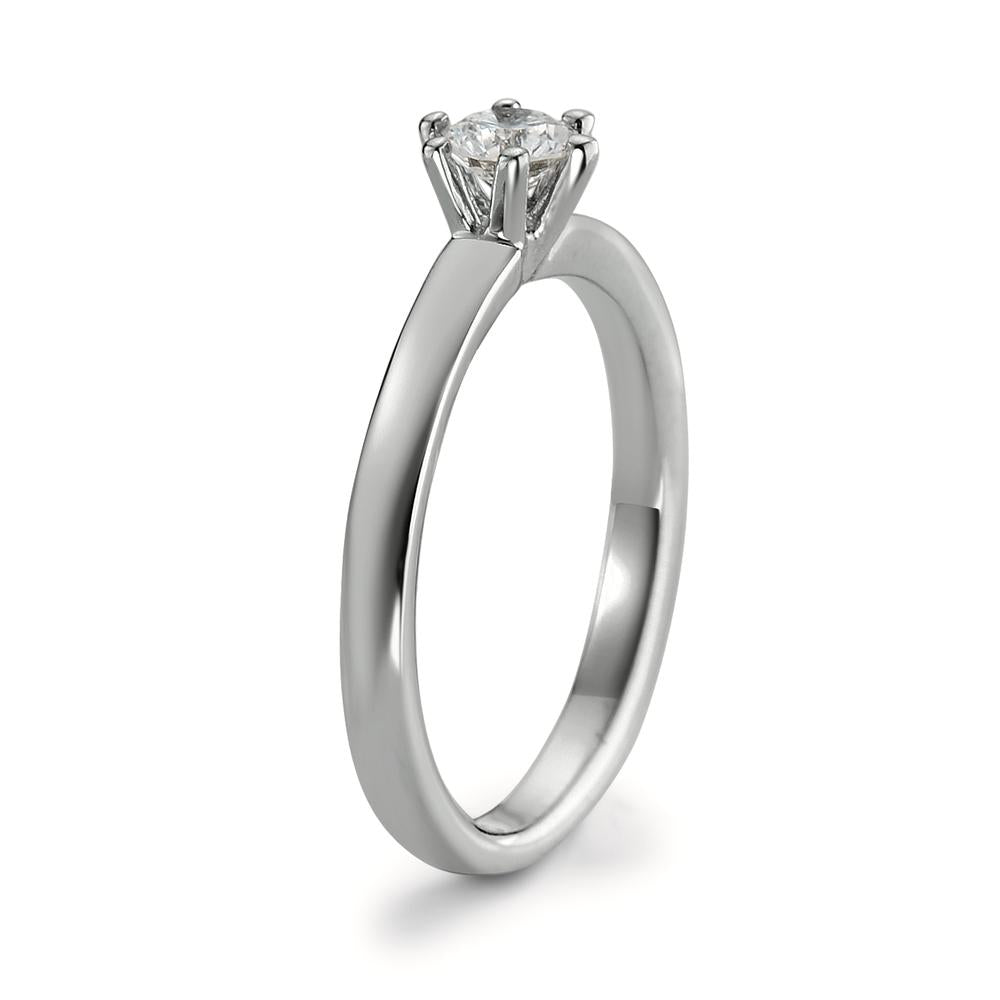 Solitaire ring Platinum 950 Diamond White, 0.20 ct, brilliant, w-si