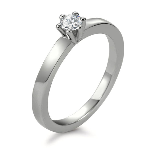 Solitaire ring Platinum 950 Diamond White, 0.20 ct, brilliant, w-si