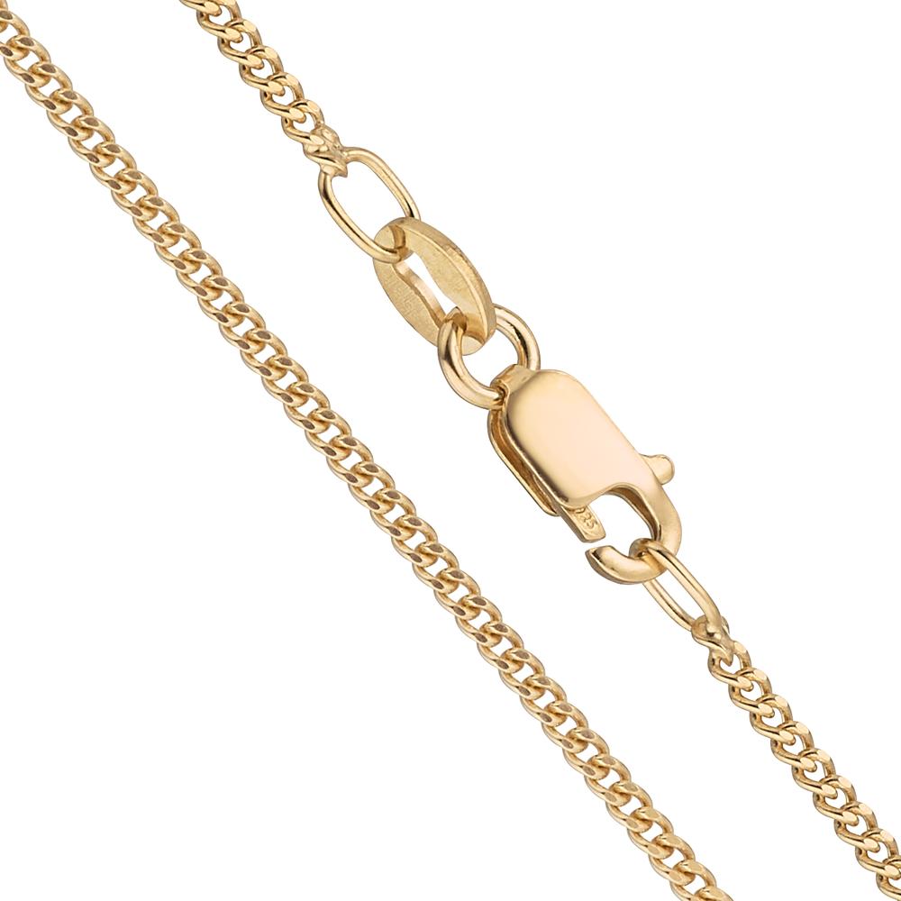 Curb-Necklace Silver Yellow Gold plated 40 cm