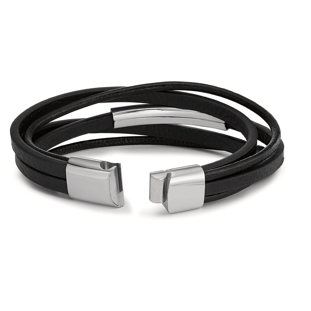 Engravable bracelet Leather, Stainless steel 21 cm