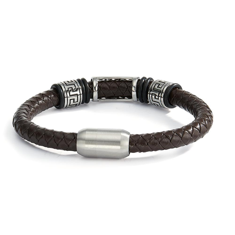 Bracelet Stainless steel, Leather 21 cm Ø8.5 mm