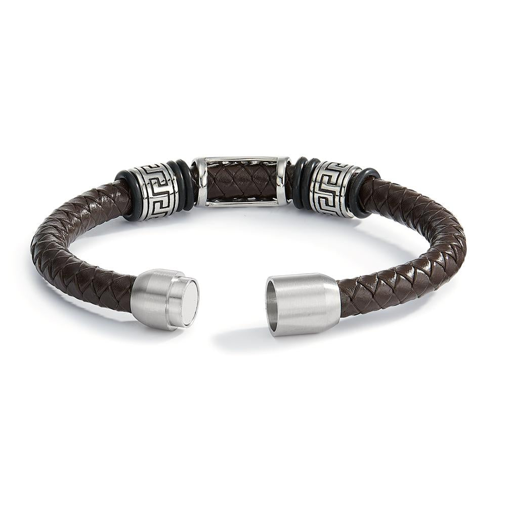 Bracelet Stainless steel, Leather 21 cm Ø8.5 mm