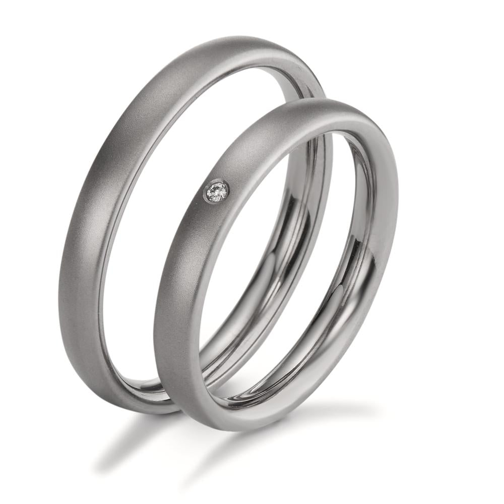 Wedding Ring Titanium Diamond 0.01 ct, w-si