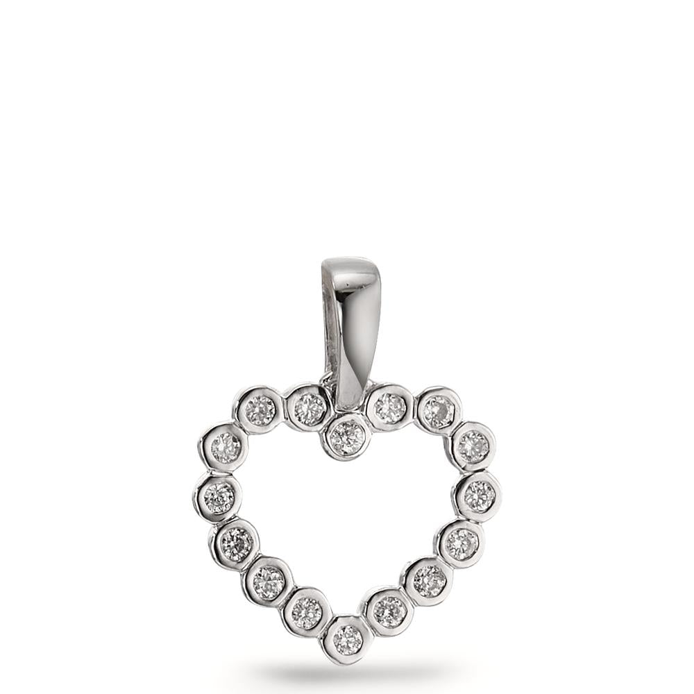 Pendant 14k White Gold Diamond 0.08 ct, 16 Stones, w-si Ø10 mm