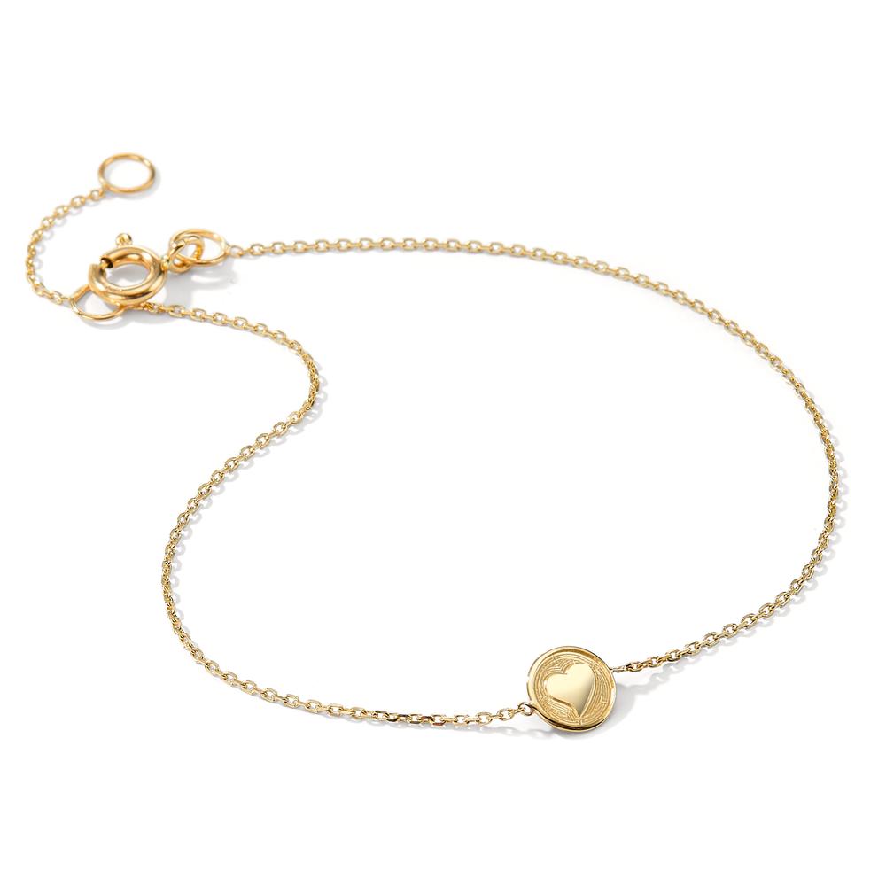 Bracelet 14k Yellow Gold Heart 17-19 cm