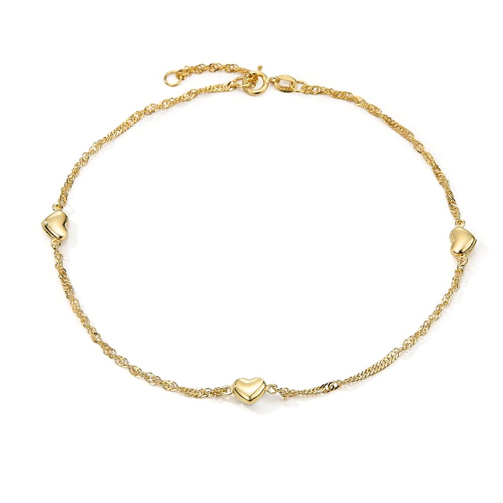 Anklet Silver Yellow Gold plated Heart 23-25 cm