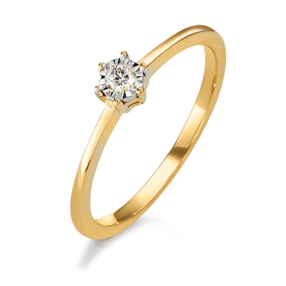 Ring 18k Yellow Gold Diamond 0.05 ct, w-si Bicolor Ø4 mm