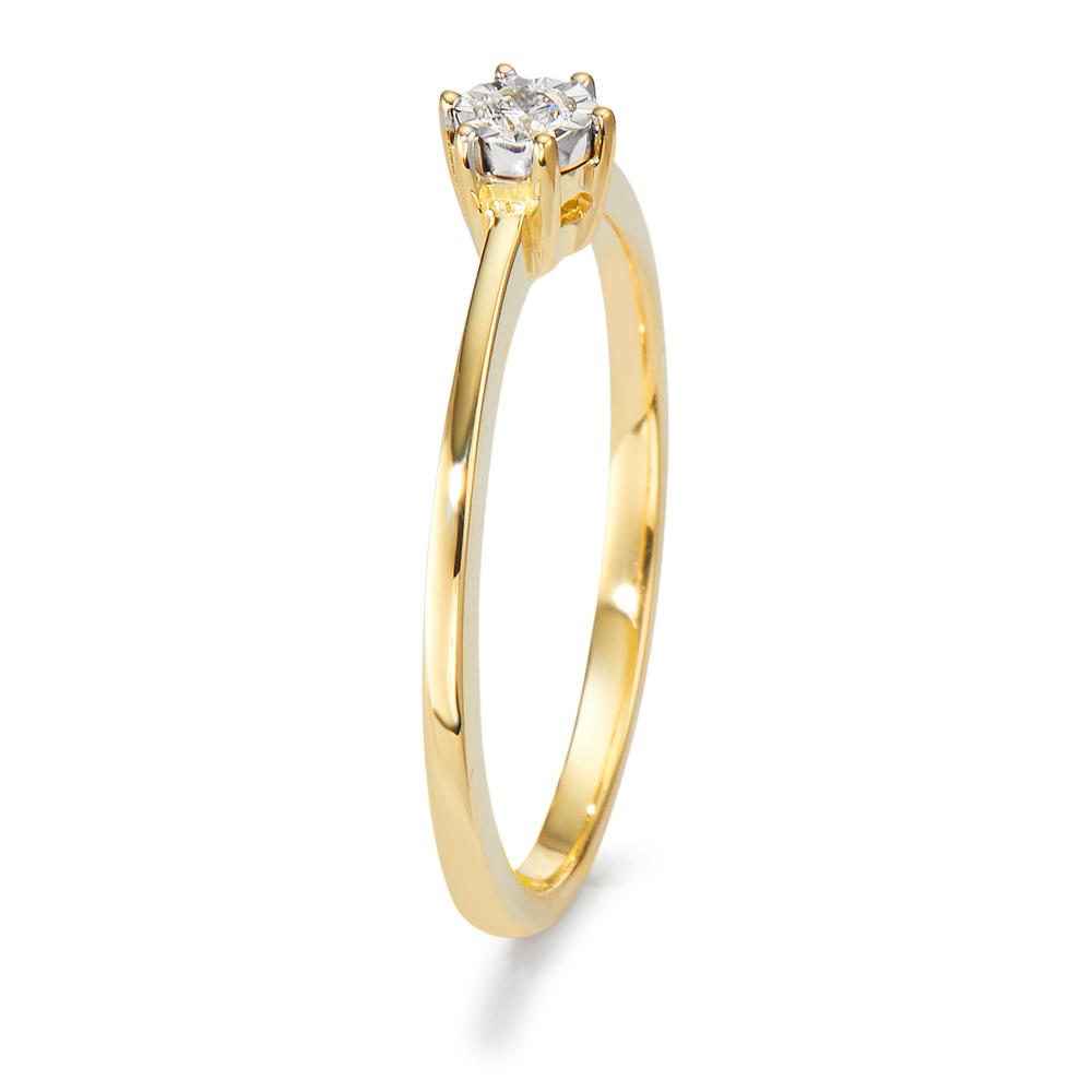 Ring 18k Yellow Gold Diamond 0.05 ct, w-si Bicolor Ø4 mm