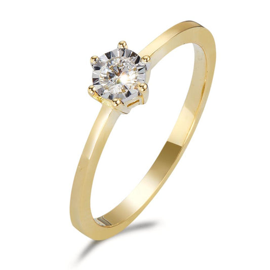 Solitaire ring 18k Yellow Gold Diamond 0.10 ct, w-si Bicolor