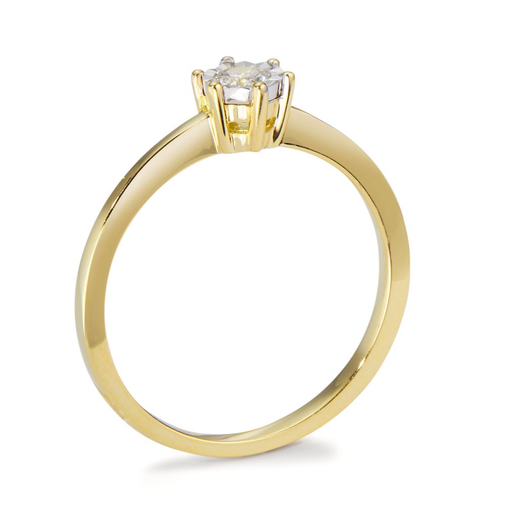 Solitaire ring 18k Yellow Gold Diamond 0.10 ct, w-si Bicolor