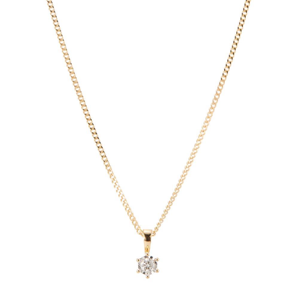 Pendant 18k Yellow Gold Diamond 0.10 ct, w-si Bicolor Ø5 mm