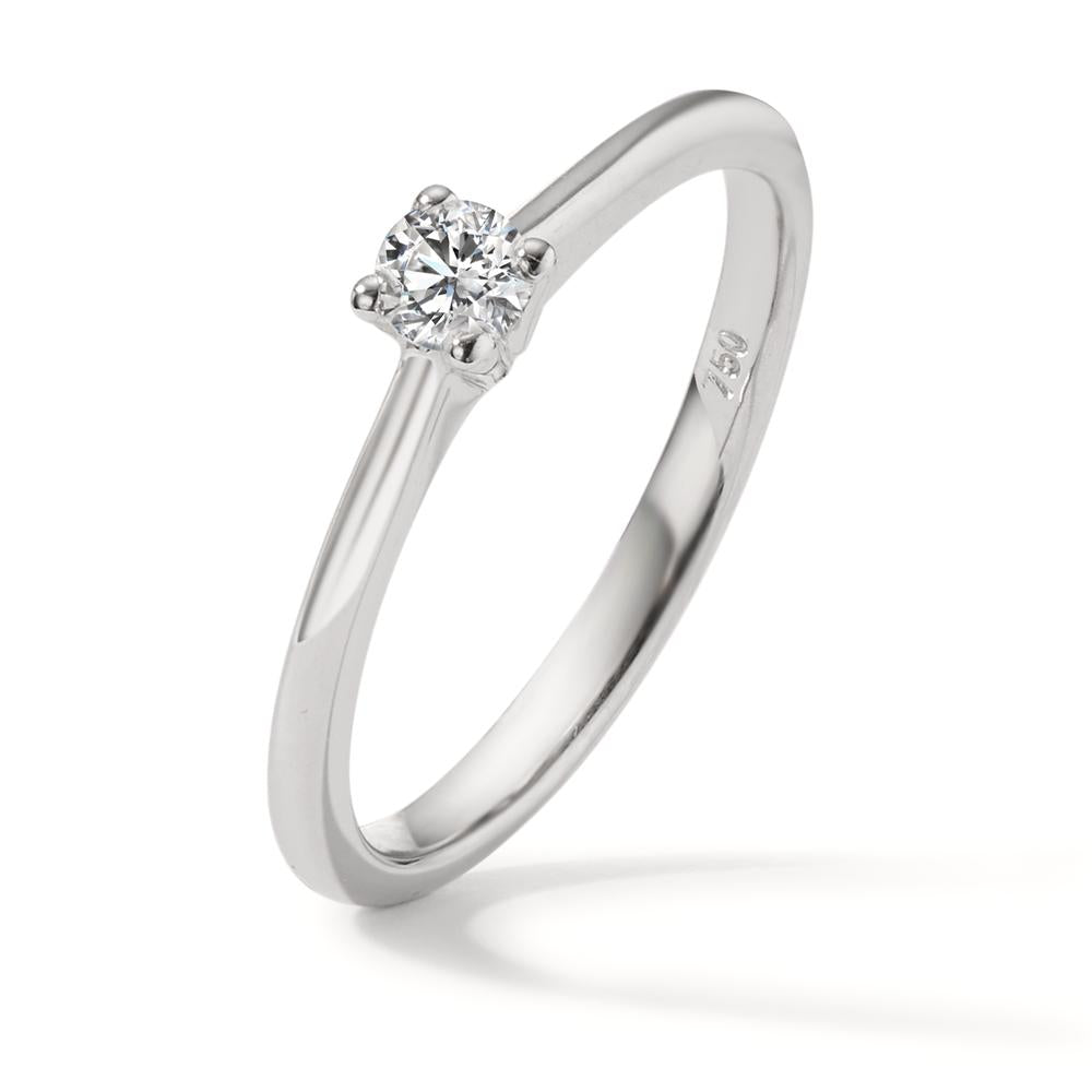 Solitaire ring 18k White Gold Diamond 0.15 ct, w-si