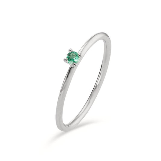 Solitaire ring 18k White Gold Emerald