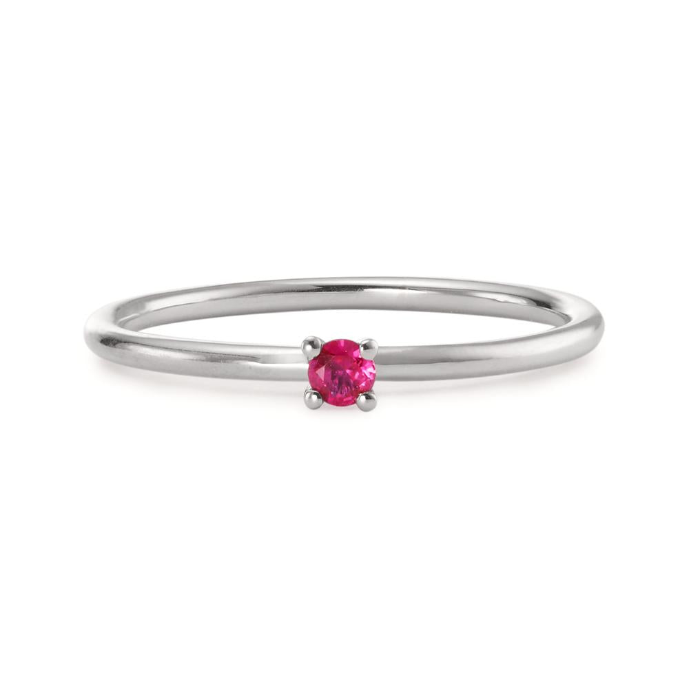 Solitaire ring 18k White Gold Ruby