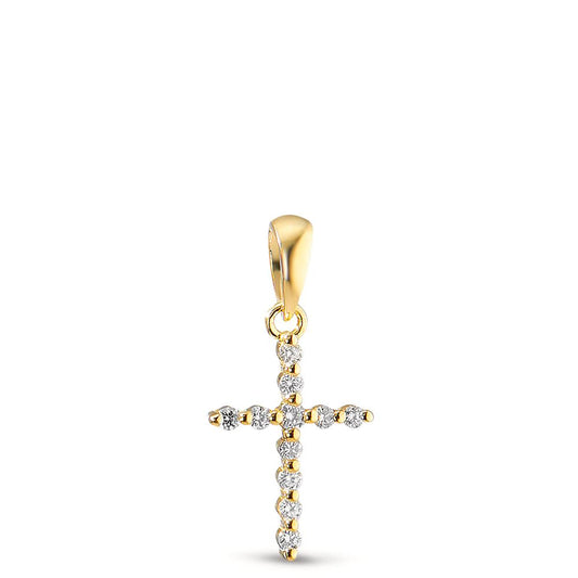 Pendant 18k Yellow Gold Diamond 0.05 ct, 11 Stones, w-si Cross