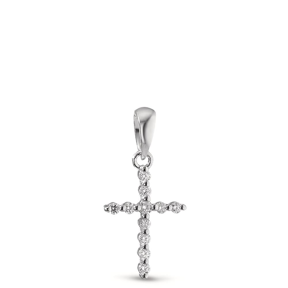 Pendant 18k White Gold Diamond 0.05 ct, 11 Stones, w-si Cross