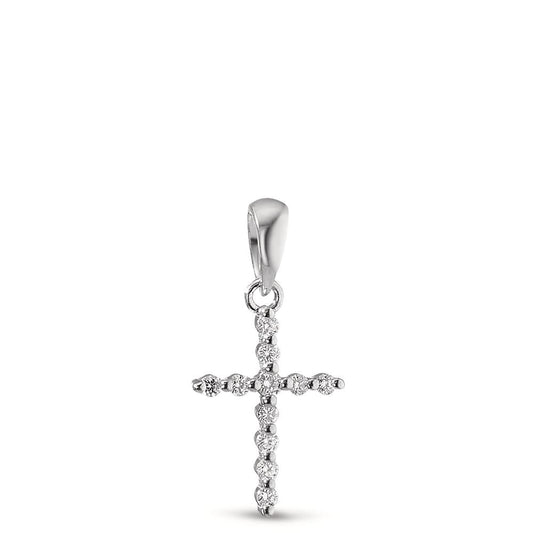 Pendant 18k White Gold Diamond 0.05 ct, 11 Stones, w-si Cross