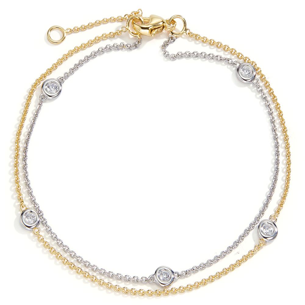 Bracelet 9k White Gold, 9k Yellow Gold Zirconia 5 Stones 16.5-18.5 cm