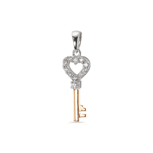 Pendant 9k White Gold, 9k Yellow Gold Zirconia Key