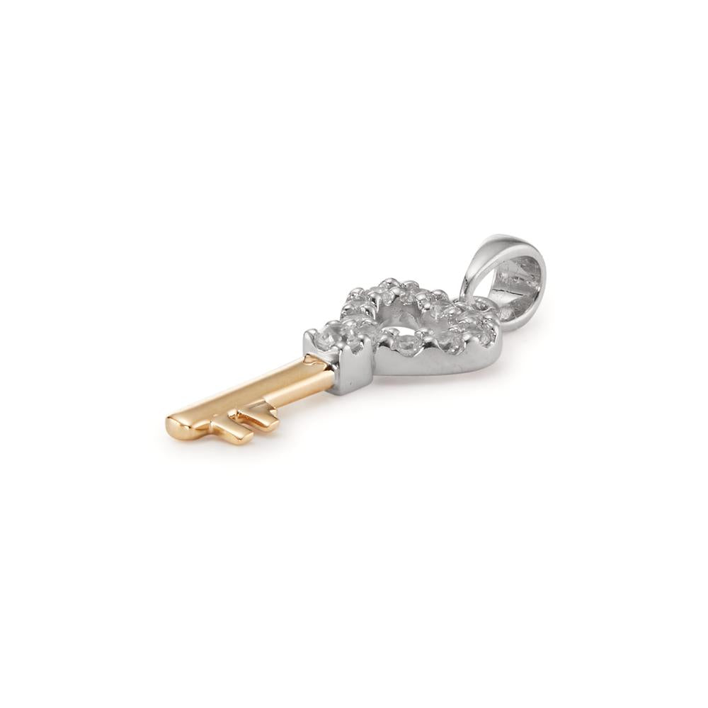 Pendant 9k White Gold, 9k Yellow Gold Zirconia Key