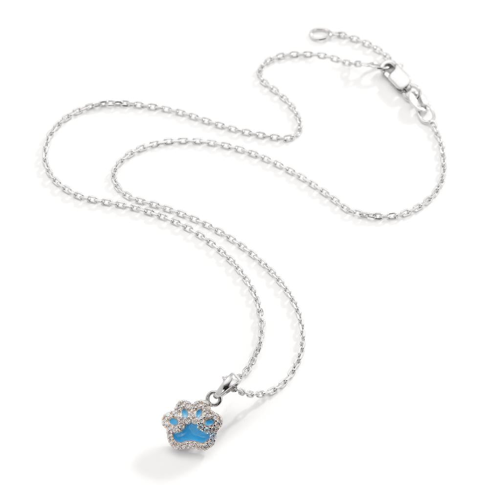 Necklace with pendant Silver Zirconia Rhodium plated Paw 36-38 cm