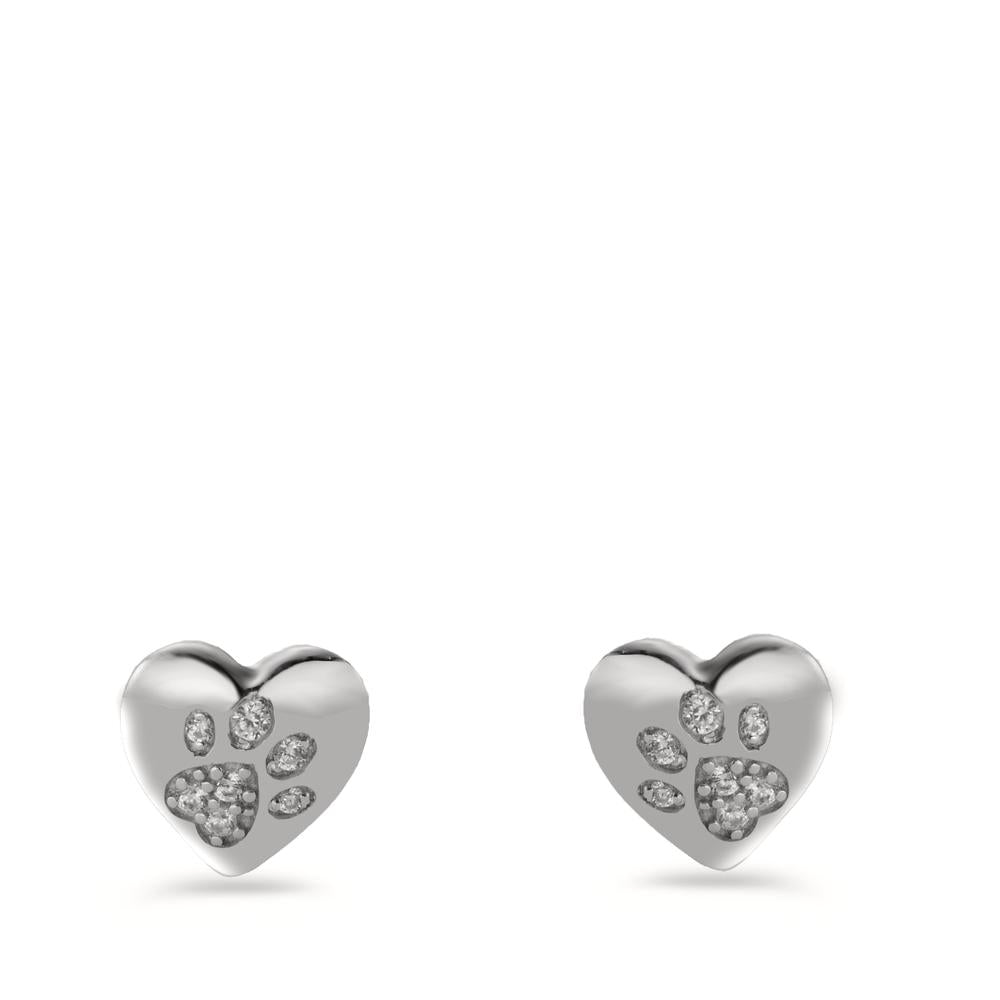 Stud earrings Silver Zirconia 14 Stones Rhodium plated Paw Ø8.5 mm