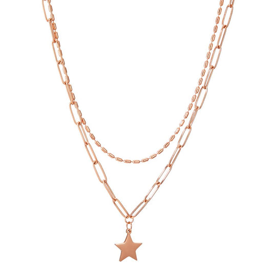 Necklace Stainless steel Rose IP coated Star 42-45 cm