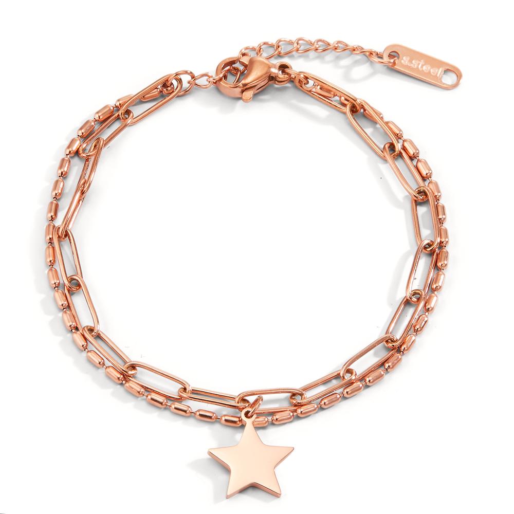 Bracelet Stainless steel Rose IP coated Star 16-19 cm