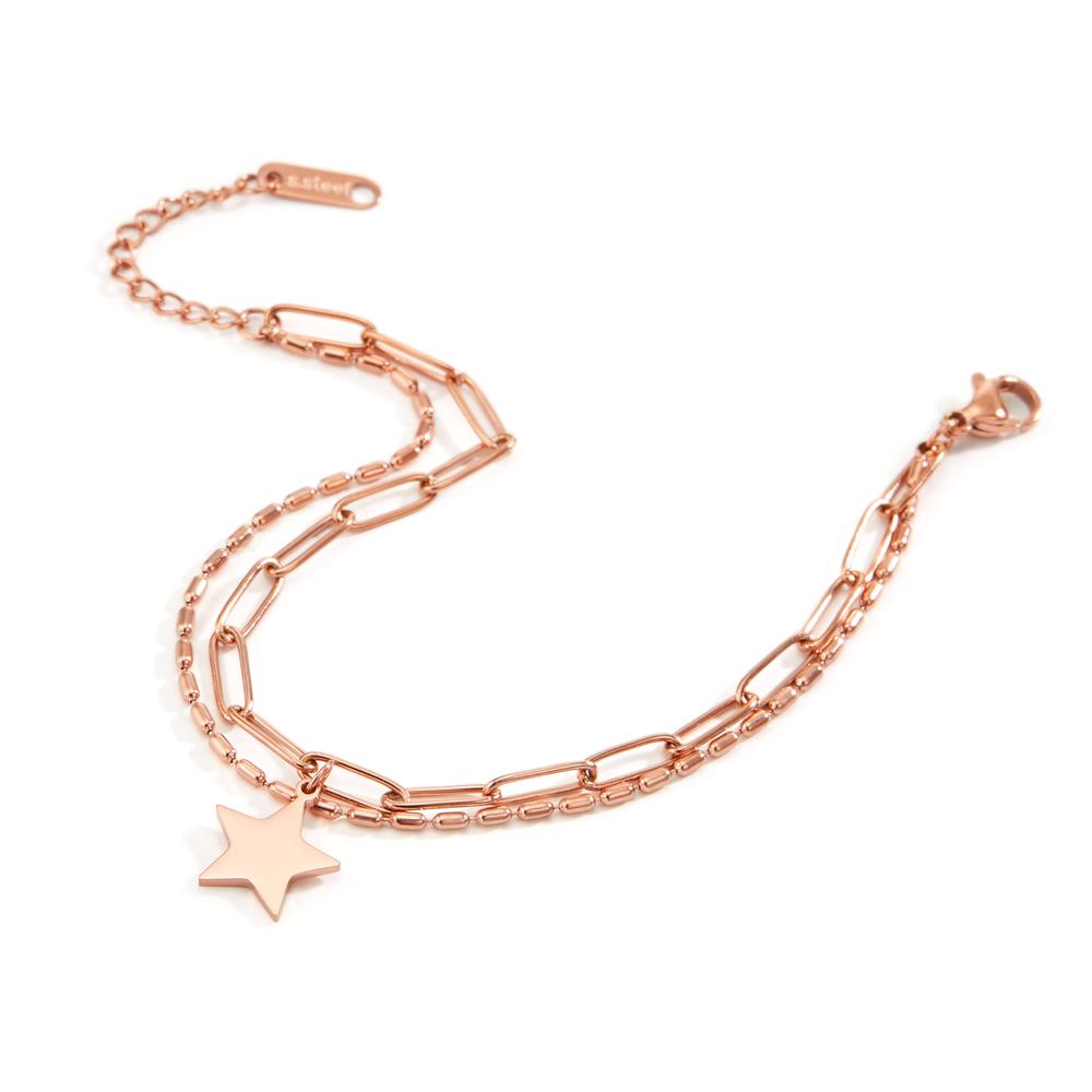 Anklet Stainless steel Rose IP coated Star 22-25 cm