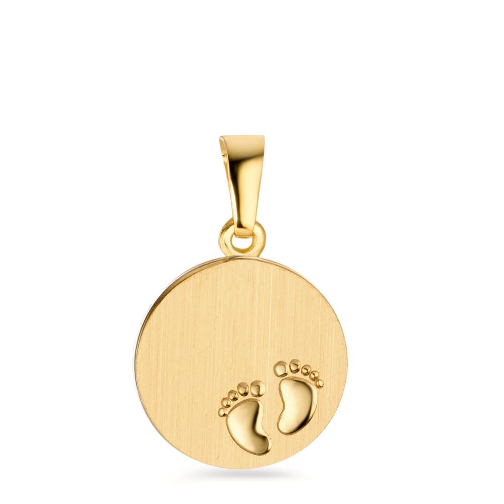 Engravable pendant 18k Yellow Gold Feet Ø12 mm