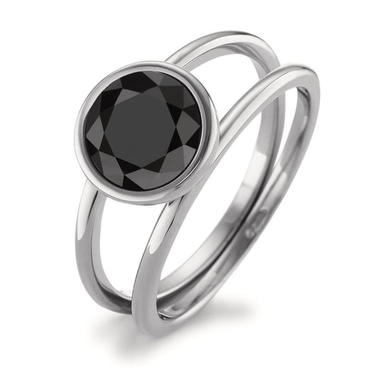 Ring Stainless steel Zirconia Black Ø9.5 mm