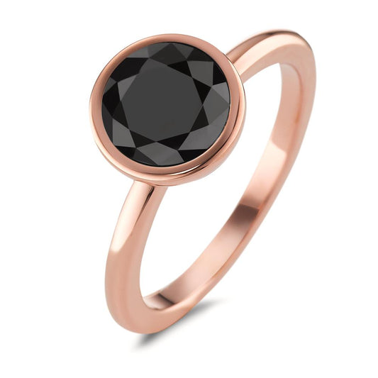 Ring Stainless steel Zirconia Black Rose IP coated Ø9.5 mm