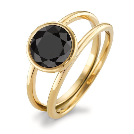 Ring Stainless steel Zirconia Black Yellow IP coated Ø9.5 mm