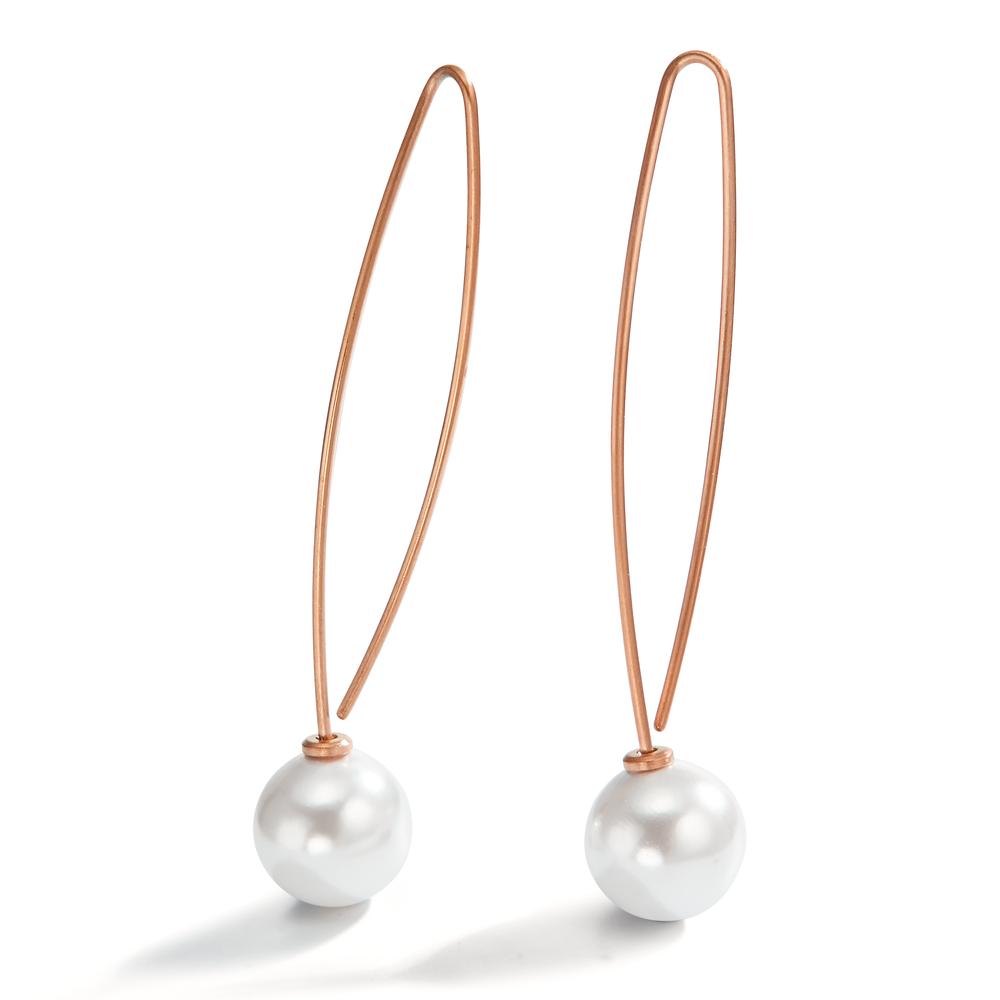 Drop Earrings Stainless steel Rose IP coated Shell pearl