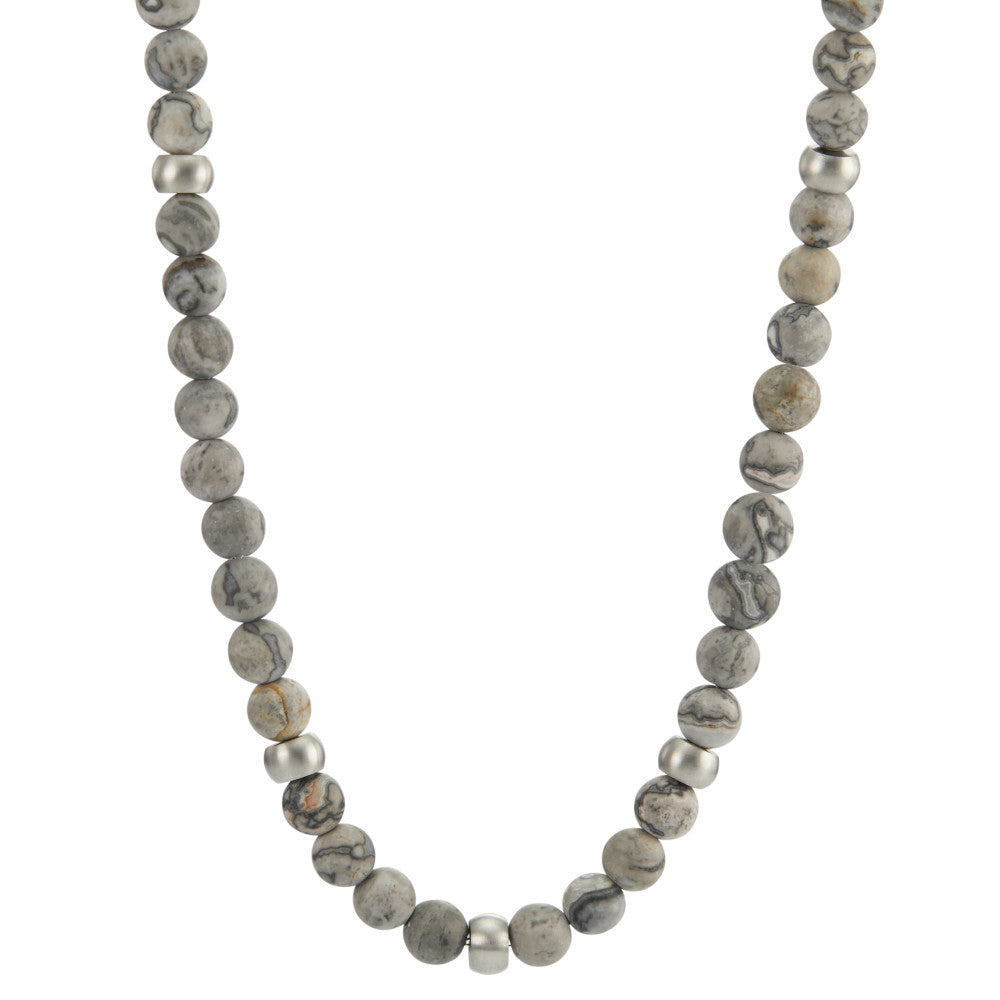 Necklace Stainless steel Jasper 72 Stones 50 cm Ø6.5 mm