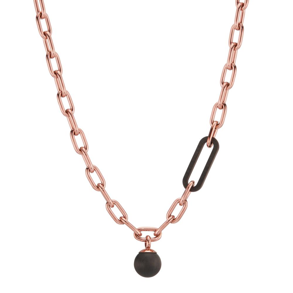 Necklace Stainless steel, Carbon Rose IP coated 43-48 cm