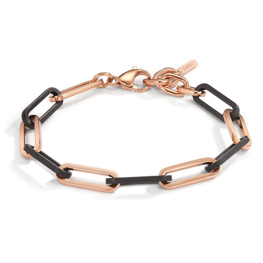 Bracelet Stainless steel, Carbon Rose IP coated 16.5-21 cm