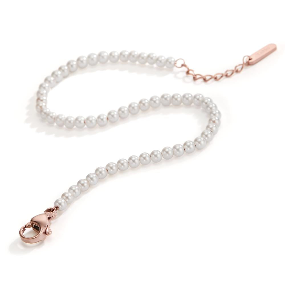 Bracelet Stainless steel Rose IP coated Shell pearl 17.5-19.5 cm Ø3 mm