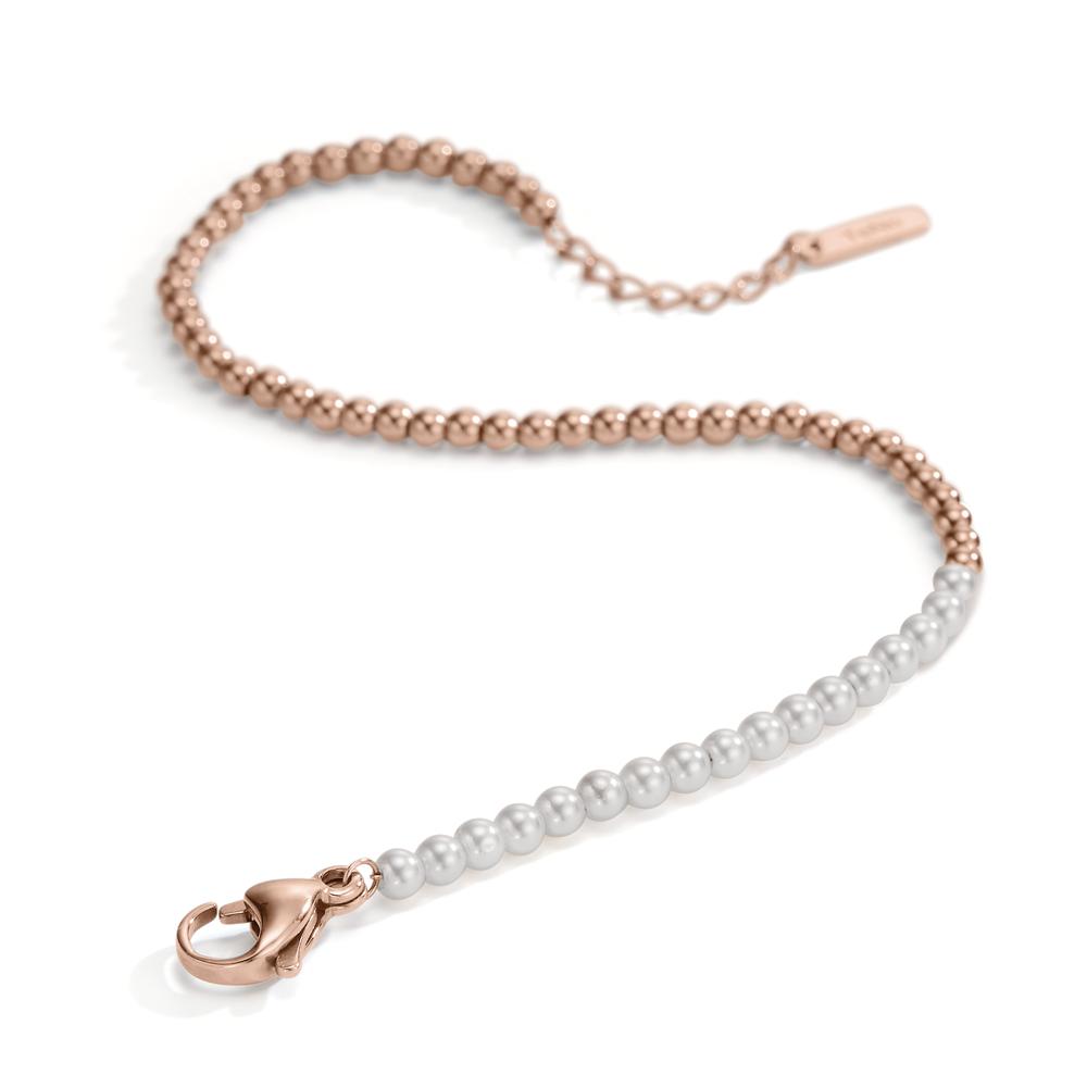 Bracelet Stainless steel Rose IP coated Shell pearl 17.5-19.5 cm Ø3 mm