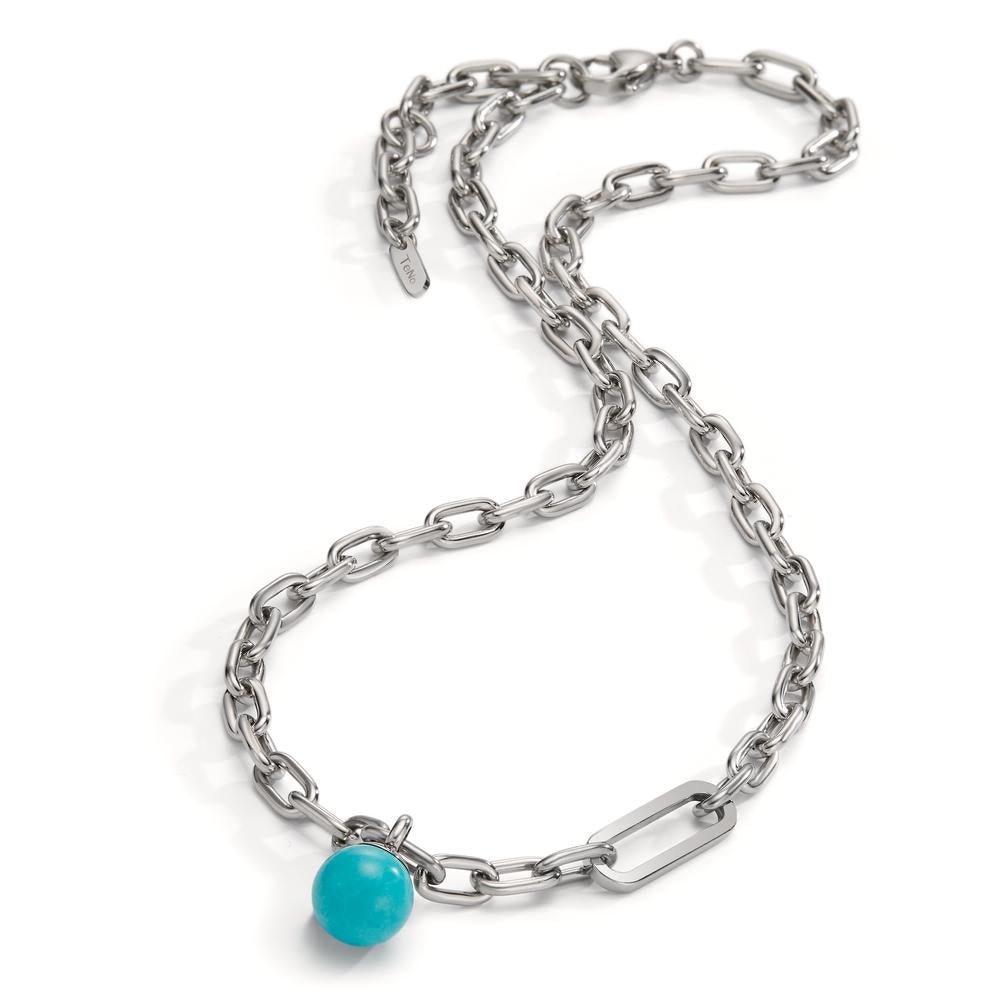 Necklace Stainless steel Turquoise 43-48 cm