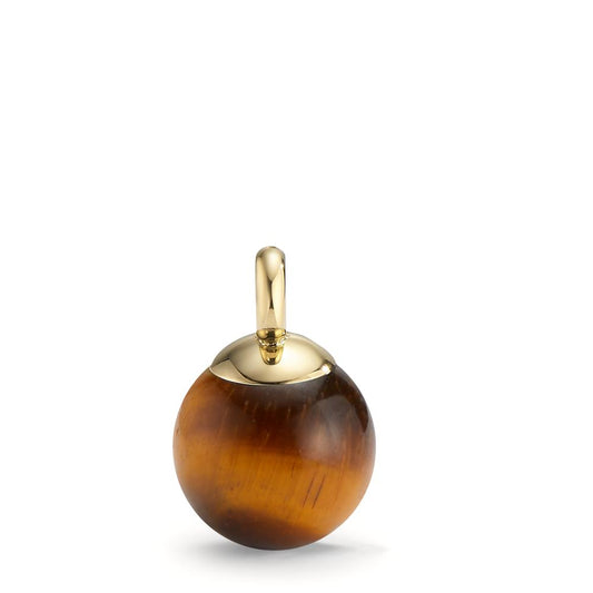 Pendant Stainless steel Tiger Eye Yellow IP coated Ø10 mm