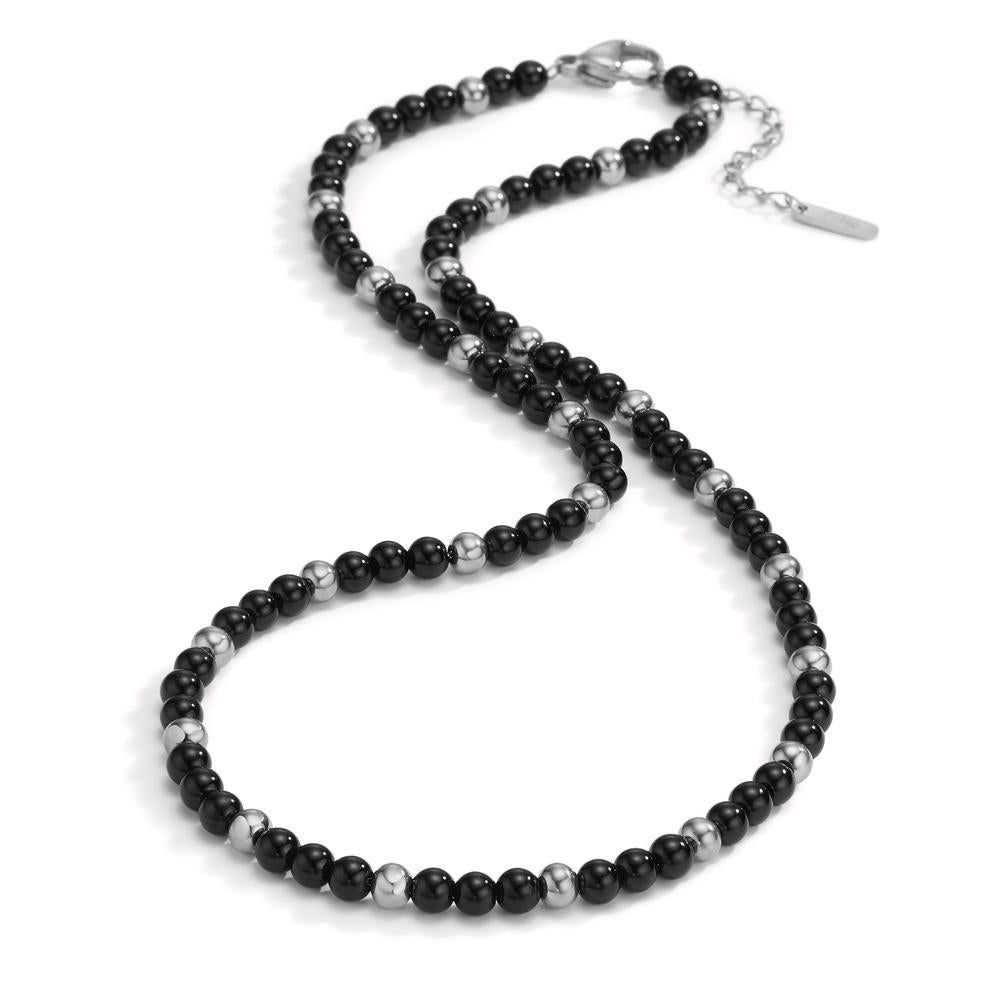 Necklace Stainless steel Agate Black 42-45 cm Ø4 mm