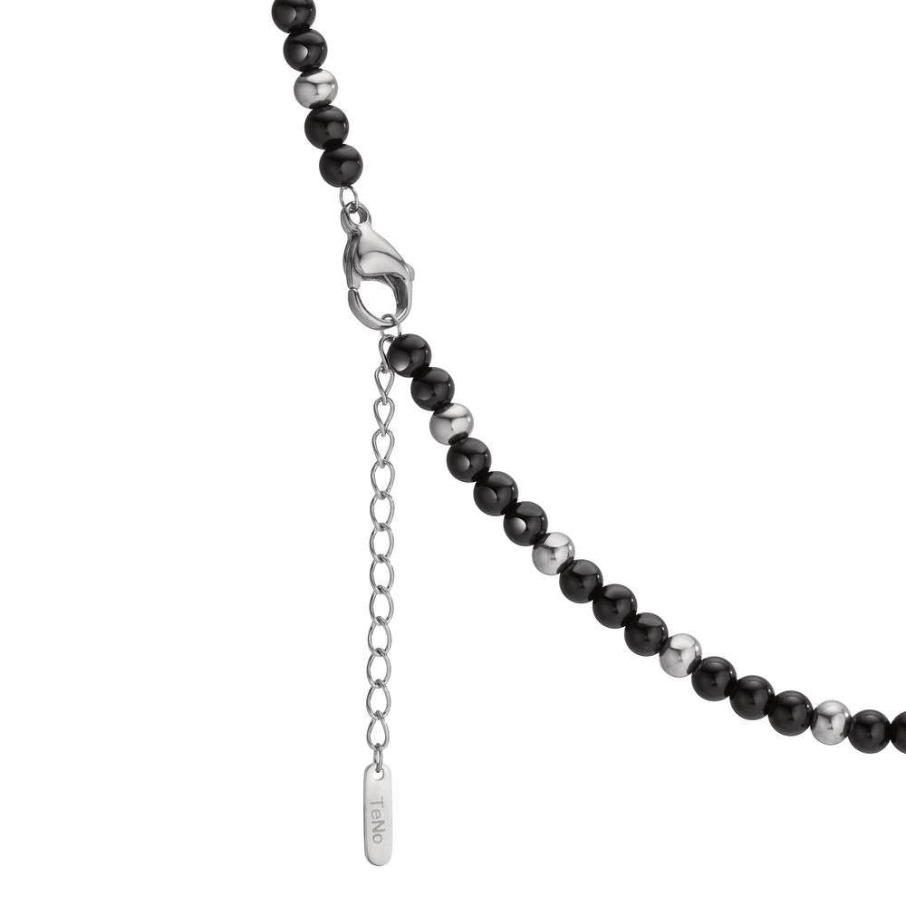 Necklace Stainless steel Agate Black 42-45 cm Ø4 mm