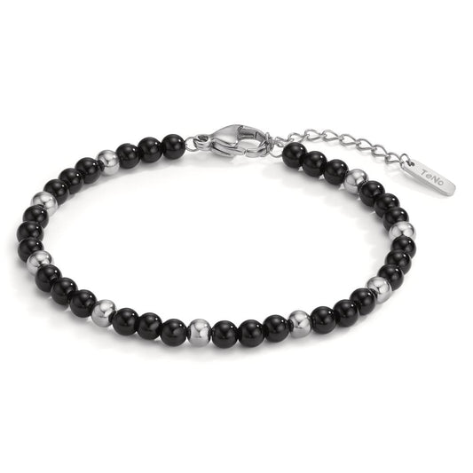 Bracelet Stainless steel Agate Black 17.5-19.5 cm Ø4 mm